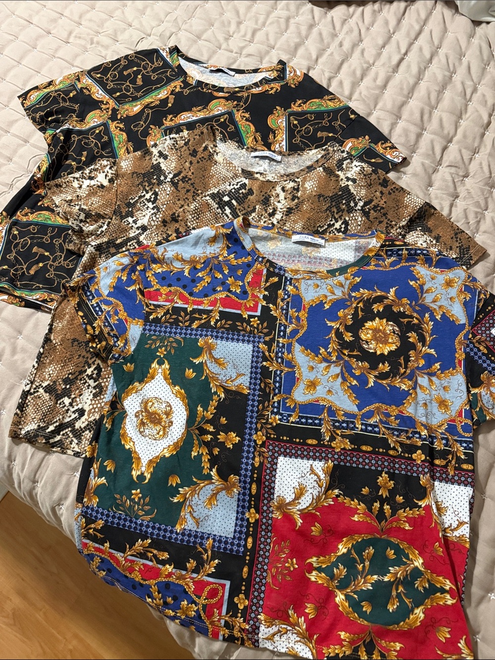Set of 3 ZARA Print Short Sleeve Tops- S